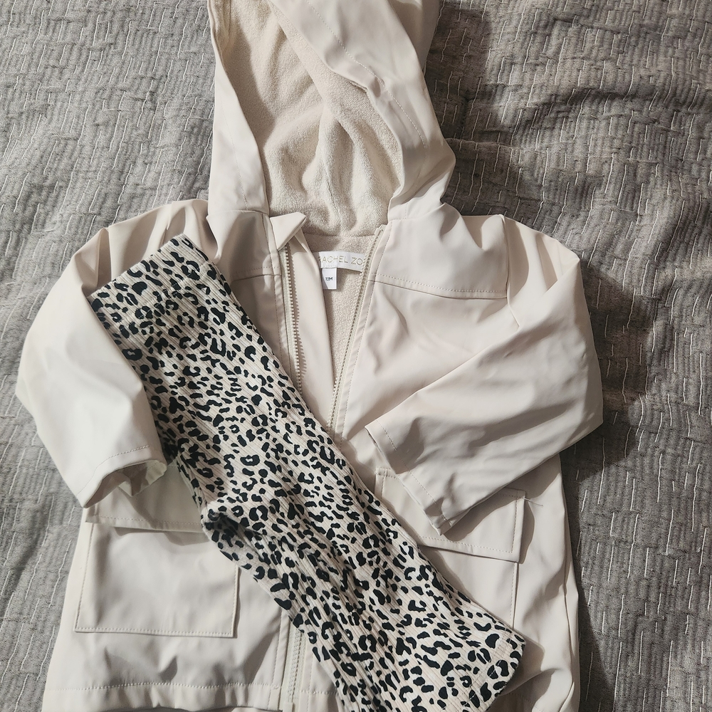 T.J.Maxx Cream Kids Trench Raincoat with Leopard Print Leggings